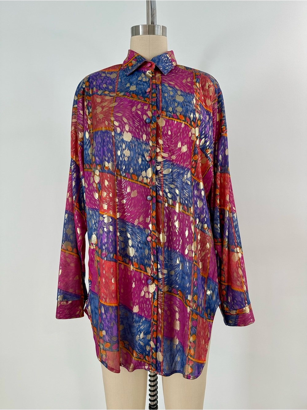 Vintage 80’s Silky Vibrant Abstract Blouse